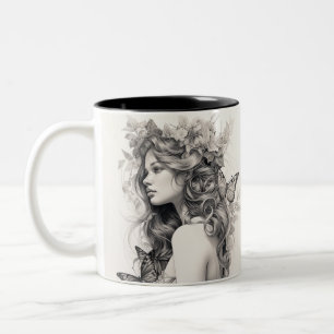 Caneca De Café Em Dois Tons Presente de Foto Personalizada (Adicione sua própr