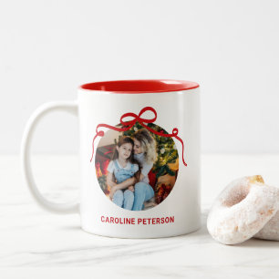 Caneca De Café Em Dois Tons Presente de Foto Personalizado Fita de Laço Coquet