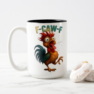 Caneca De Café Em Dois Tons Presente de Galo Engraçado – Design de Frango F-Ca