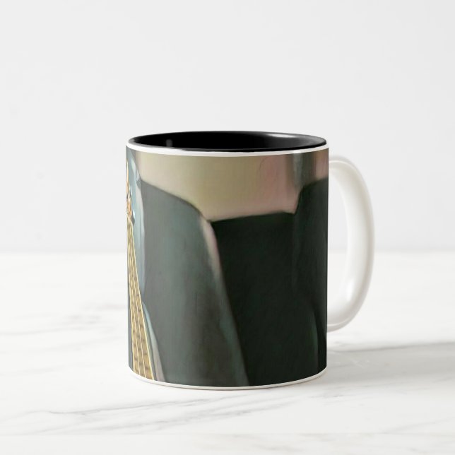 Caneca De Café Em Dois Tons presente de guitarra de baixo acústico (Frente Esquerda)