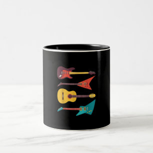 Caneca De Café Em Dois Tons Presente De Guitarra Elétrica E Guitarrista Acústi