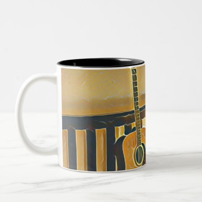 Caneca De Café Em Dois Tons Presente de guitarrista acústico (Esquerda)