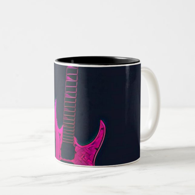 Caneca De Café Em Dois Tons Presente de guitarrista acústico (Frente Esquerda)