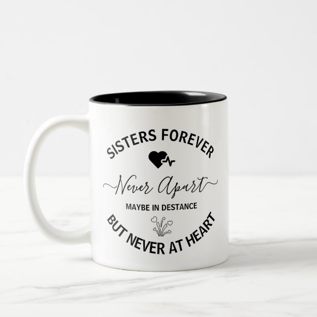 Caneca De Café Em Dois Tons Presente de Irmã Presente de Irmã à Distância (Esquerda)