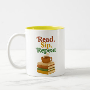 Caneca De Café Em Dois Tons Presente de Leitura Cozy para Bibliófilos - Livro