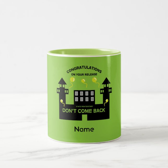 Caneca De Café Em Dois Tons Presente de libertação fora da prisão (Centro)