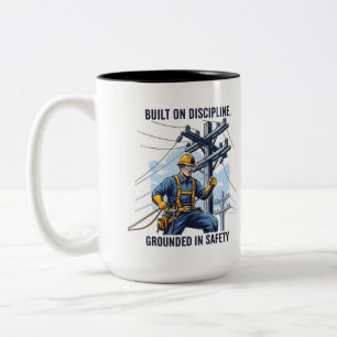 Caneca De Café Em Dois Tons Presente de Lineman de Utilidade Profissional