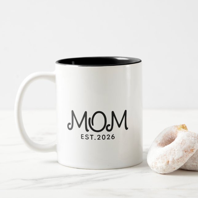 Caneca De Café Em Dois Tons Presente de Mãe Estabelecida (Com Donut)
