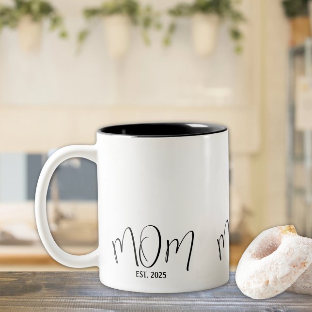 Caneca De Café Em Dois Tons Presente de Mãe Estabelecida Nova Mãe (Criador carregado)