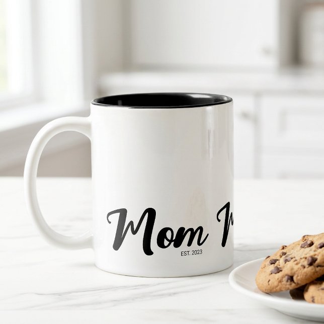 Caneca De Café Em Dois Tons Presente de Mãe Estabelecida Nova Mãe (Mom Established New Mom Gift Two-Tone Coffee Mug)