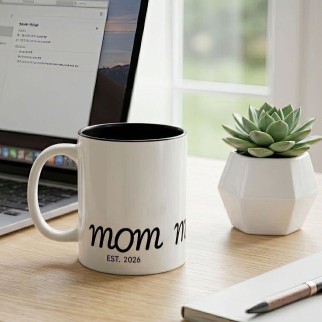 Caneca De Café Em Dois Tons Presente de Mãe Estabelecida Nova Mãe (Criador carregado)