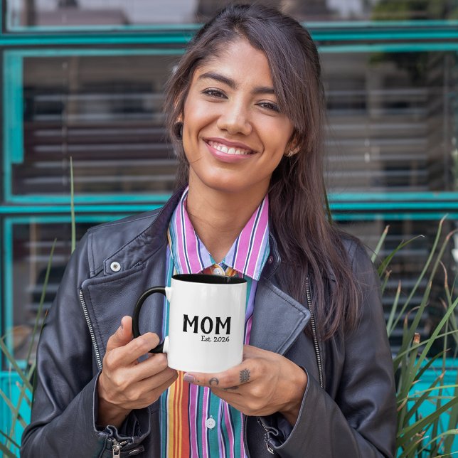 Caneca De Café Em Dois Tons Presente de Mãe Estabelecida Nova Mãe (Criador carregado)