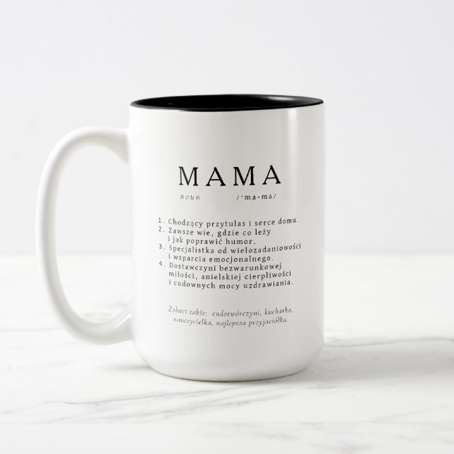 Caneca De Café Em Dois Tons Presente de Mãe Polonês - Alta Definição da MAMA (Esquerda)
