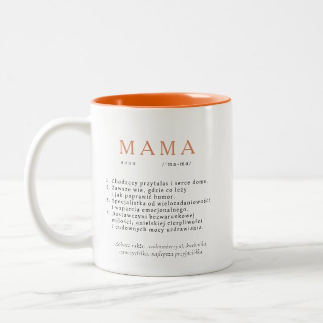 Caneca De Café Em Dois Tons Presente de Mãe polonês - laranja de definição MAM (Esquerda)