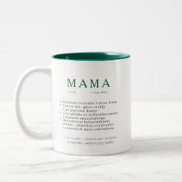 Caneca De Café Em Dois Tons Presente de Mãe Polonês - Verde de Definição MAMA