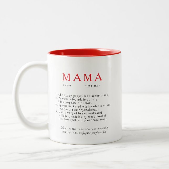 Caneca De Café Em Dois Tons Presente de Mãe Polonês - Vermelho de Definição MA (Esquerda)