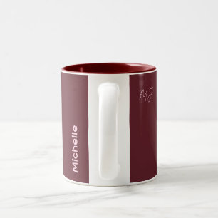 Caneca De Café Em Dois Tons Presente de Monograma de Nome Chic Marrom e Rosa P