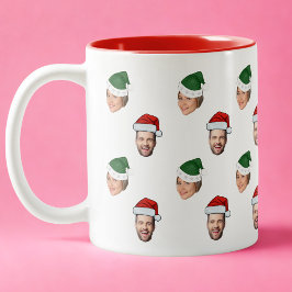 Caneca De Café Em Dois Tons Presente de Natal de Santa Hat Personalizado Face 