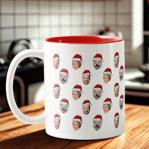 Caneca De Café Em Dois Tons Presente de Natal de Santa Hat Personalizado Face