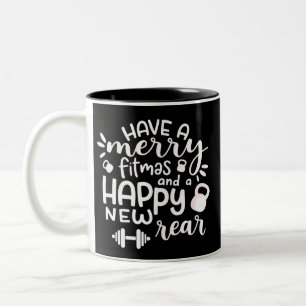 Caneca De Café Em Dois Tons Presente de Natal Engraçado de Fitness Sarcástico