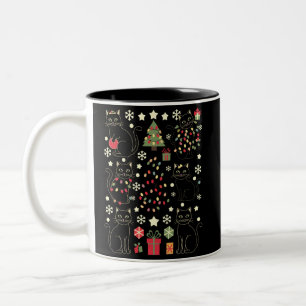 Caneca De Café Em Dois Tons Presente de Natal para Amante de Gatos para Propri