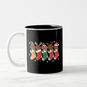 Caneca De Café Em Dois Tons Presente de Natal para Mãe de Dachshund Amante de