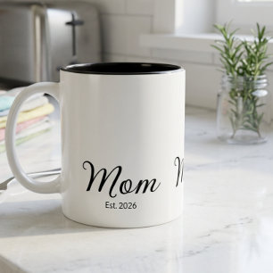 Caneca De Café Em Dois Tons Presente de Nova Mãe Estabelecida