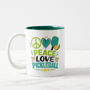 Caneca De Café Em Dois Tons Presente de Paz Amor Pickleball para Amantes de Pi