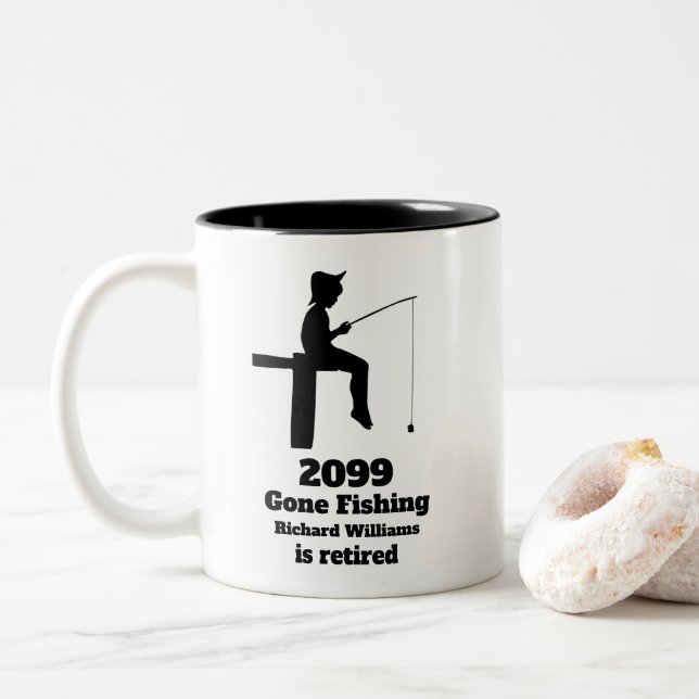 Caneca De Café Em Dois Tons Presente de pescador aposentado no setor de pesca  (Com Donut)