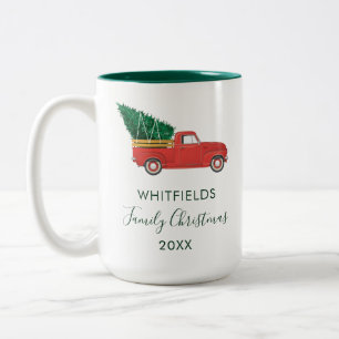 Caneca De Café Em Dois Tons Presente de Reunião de Natal da Família Personaliz