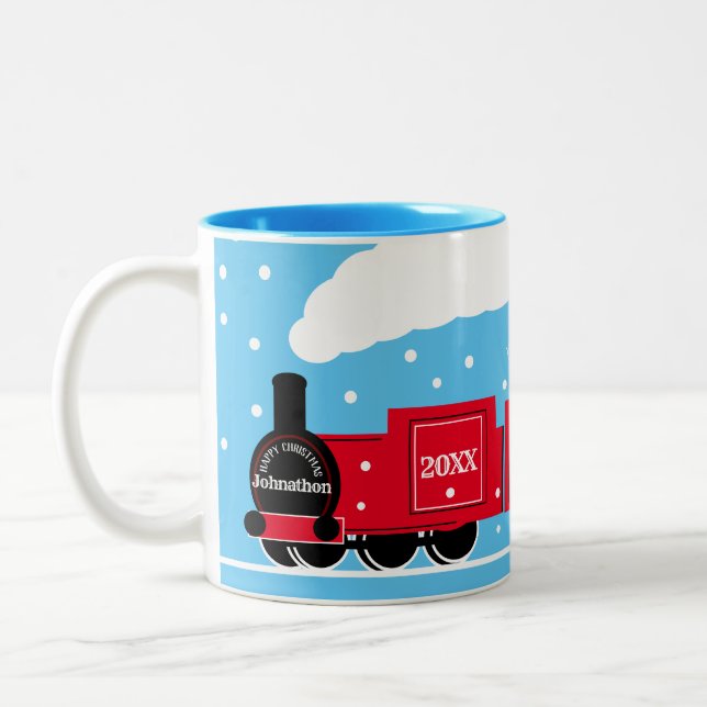Caneca De Café Em Dois Tons presente de trem de Natal (Esquerda)