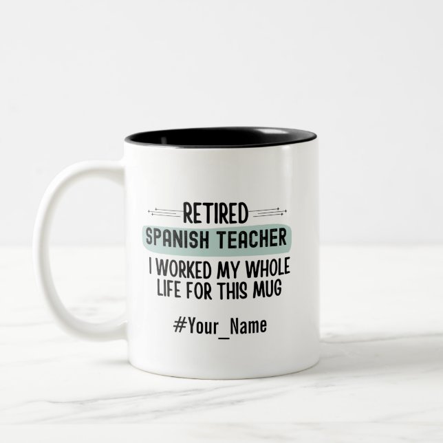 Caneca De Café Em Dois Tons Presente Divertido de Aposentadoria para Professor (Esquerda)
