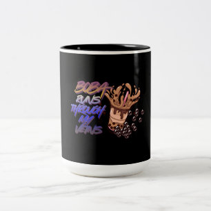 Caneca De Café Em Dois Tons Presente Divertido de Chá de Bolhas - Boba Corre e