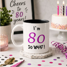 Caneca De Café Em Dois Tons Presente Divertido para os 80 Anos dela