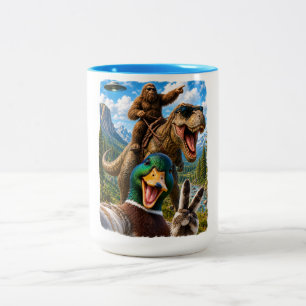 Caneca De Café Em Dois Tons Presente Divertido Pato Selvagem Selfie Pé Grande