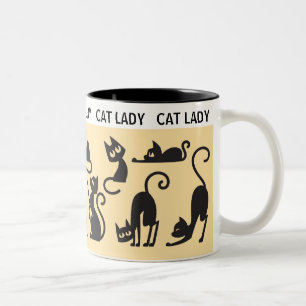 Caneca De Café Em Dois Tons Presente Divertido! Senhora de Gato Perfeito