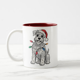 Caneca De Café Em Dois Tons Presente do Dia de Natal do Schnauzer Miniatura Am