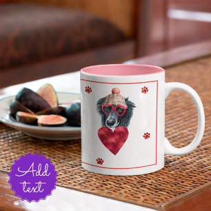 Caneca De Café Em Dois Tons Presente do Dia dos Namorados do Border Collie Hea