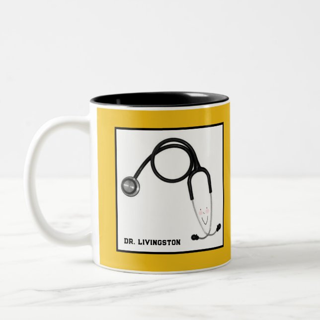 Caneca De Café Em Dois Tons Presente do Doutor Personalizado (Esquerda)