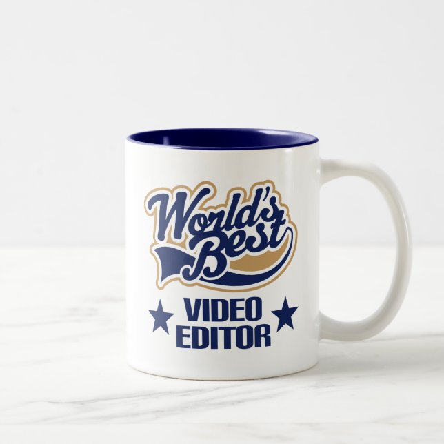 Caneca De Café Em Dois Tons Presente do editor video (mundos melhores) (Direita)