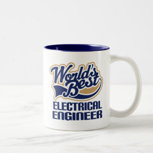 Caneca De Café Em Dois Tons Presente do engenheiro electrotécnico (mundos