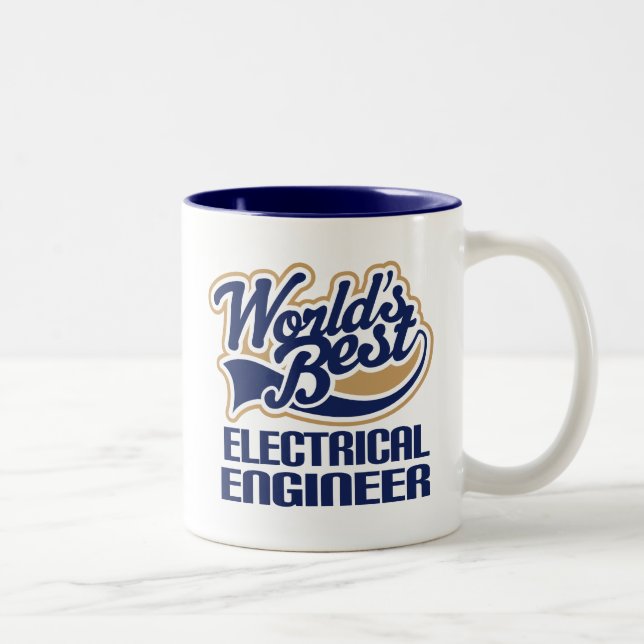 Caneca De Café Em Dois Tons Presente do engenheiro electrotécnico (mundos (Direita)