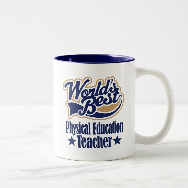 Caneca De Café Em Dois Tons Presente do professor da educação física para (Direita)