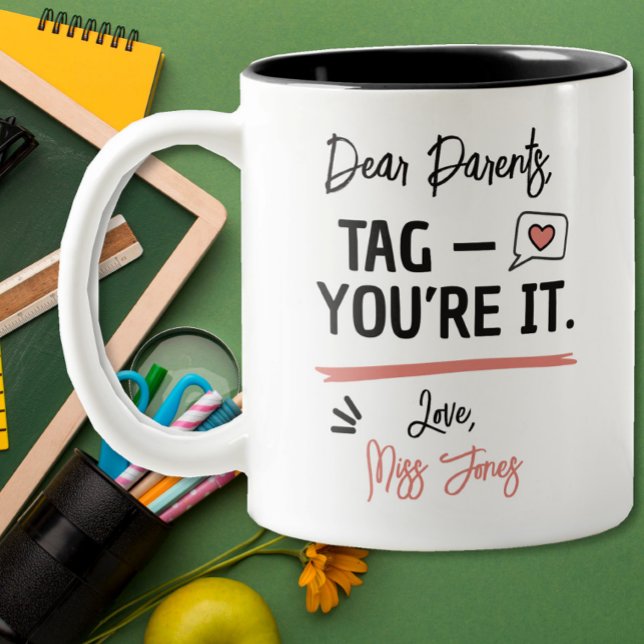 Caneca De Café Em Dois Tons Presente engraçado de fim de período 'Dear Parents (Criador carregado)