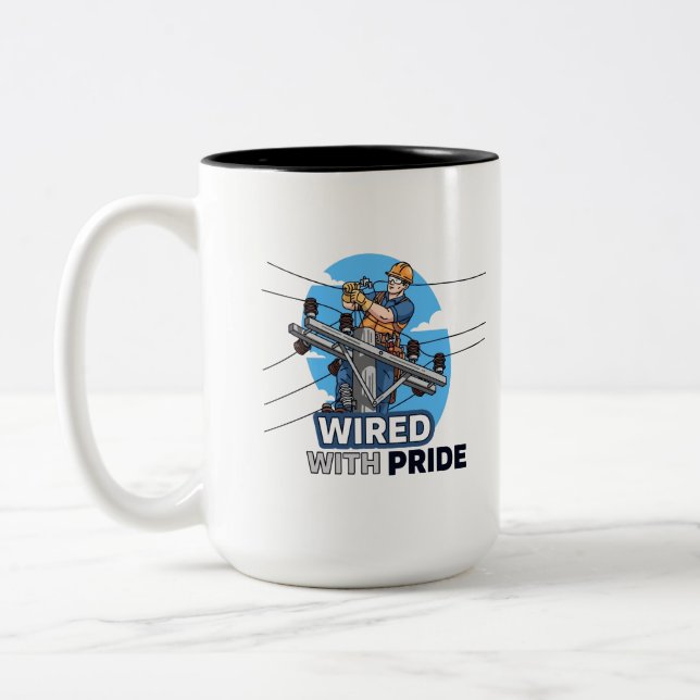 Caneca De Café Em Dois Tons Presente Engraçado e Inspirador para Lineman (Esquerda)