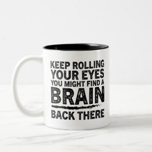 Caneca De Café Em Dois Tons Presente engraçado e insultuoso, Continue revirand
