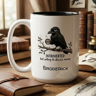 Caneca De Café Em Dois Tons Presente engraçado para amante de corvo introverti