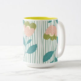 Caneca De Café Em Dois Tons Presente familiar sem nome Padrão floral elegante