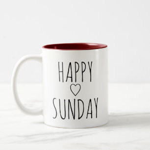 Caneca De Café Em Dois Tons Presente 'Feliz Domingo' Elegante e Encantador 