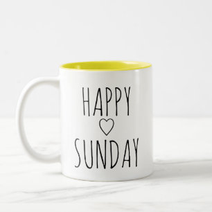 Caneca De Café Em Dois Tons Presente 'Feliz Domingo' Elegante Encantador e Ins